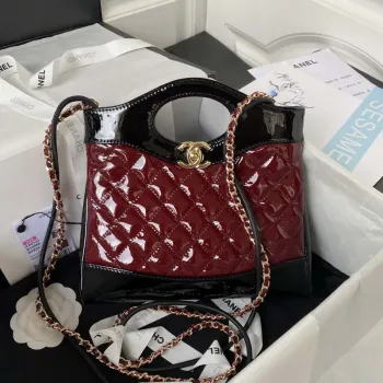 Chanel AS4133 mini Bi color Chain patent leather Bag Wine Red