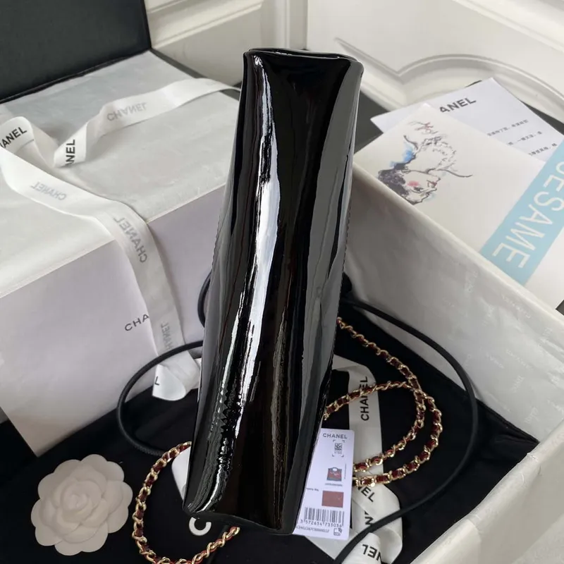 Chanel AS4133 mini Bi color Chain patent leather Bag Wine Red