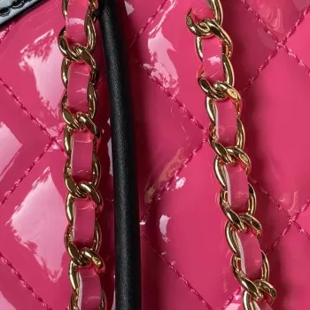 Chanel AS4133 mini Bi color Chain patent leather Bag Rose Red
