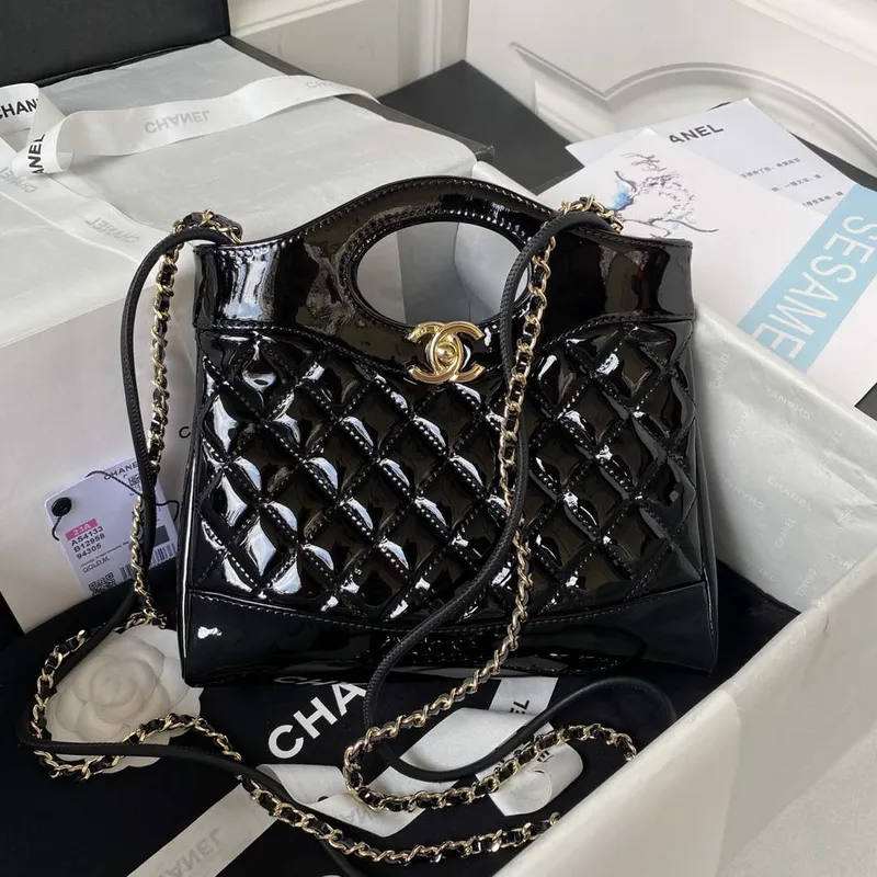 Chanel AS4133 mini Bi color Chain patent leather Bag Black