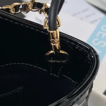 Chanel AS4133 mini Bi color Chain patent leather Bag Black