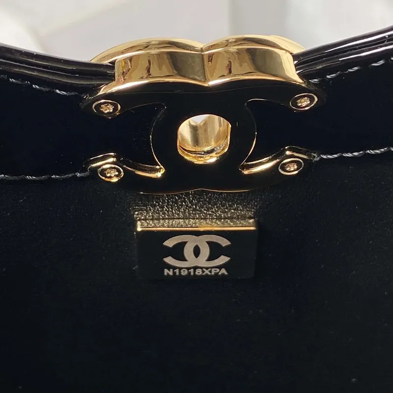 Chanel AS4133 mini Bi color Chain patent leather Bag Black