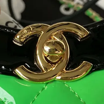 Chanel AS4133 mini Bi color Chain patent leather Bag Green
