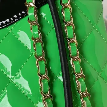 Chanel AS4133 mini Bi color Chain patent leather Bag Green