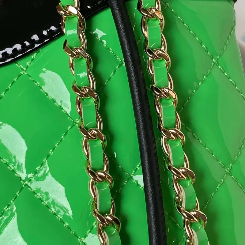 Chanel AS4133 mini Bi color Chain patent leather Bag Green