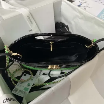 Chanel AS4133 mini Bi color Chain patent leather Bag Green