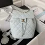 Chanel AS4059 Large Backpack Grained Shiny Calfskin & Gold Tone Metal Light Blue