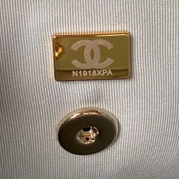 Chanel AS4059 Large Backpack Grained Shiny Calfskin & Gold Tone Metal Light Blue