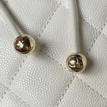 Chanel AS4058 Backpack Grained Shiny Calfskin & Gold Tone Metal White