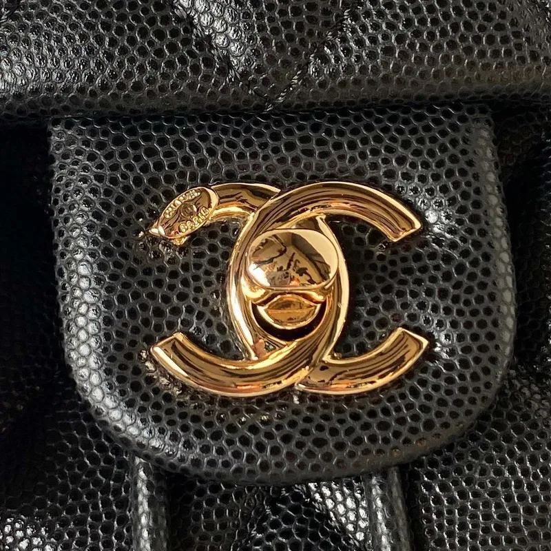 Chanel AS4058 Backpack Grained Shiny Calfskin & Gold Tone Metal Black