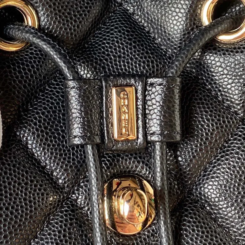 Chanel AS4058 Backpack Grained Shiny Calfskin & Gold Tone Metal Black