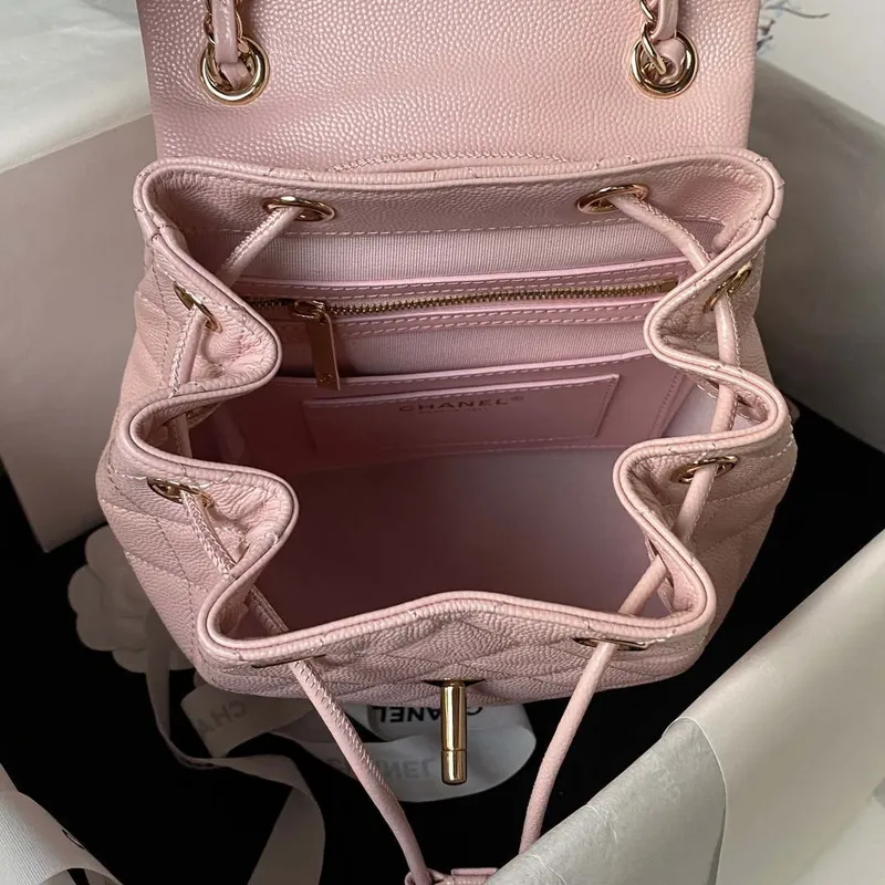 Chanel AS4058 Backpack Grained Shiny Calfskin & Gold Tone Metal Pink