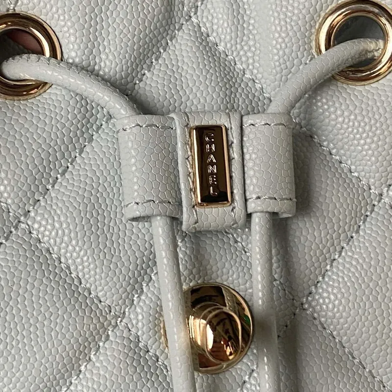 Chanel AS4058 Backpack Grained Shiny Calfskin & Gold Tone Metal Light Blue