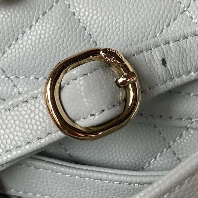 Chanel AS4058 Backpack Grained Shiny Calfskin & Gold Tone Metal Light Blue