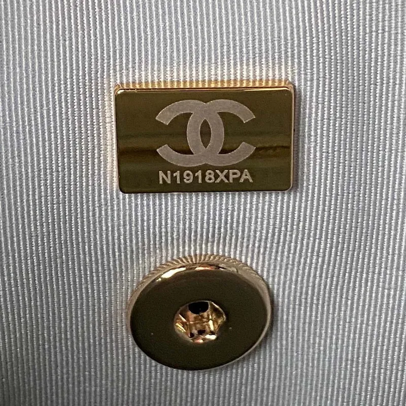 Chanel AS4058 Backpack Grained Shiny Calfskin & Gold Tone Metal Light Blue