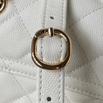 Chanel AS4059 Large Backpack Grained Shiny Calfskin & Gold Tone Metal White