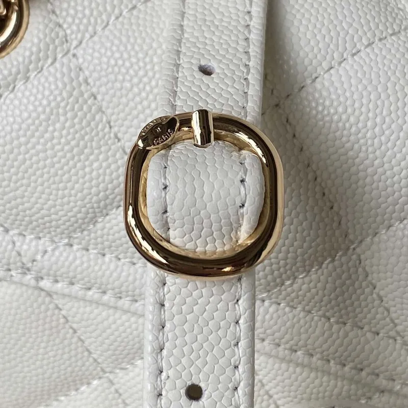 Chanel AS4059 Large Backpack Grained Shiny Calfskin & Gold Tone Metal White