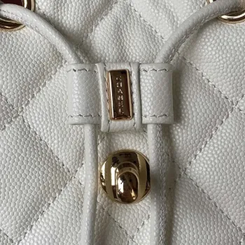 Chanel AS4059 Large Backpack Grained Shiny Calfskin & Gold Tone Metal White