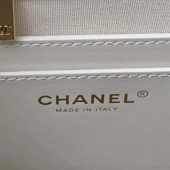 Chanel AS4059 Large Backpack Grained Shiny Calfskin & Gold Tone Metal White