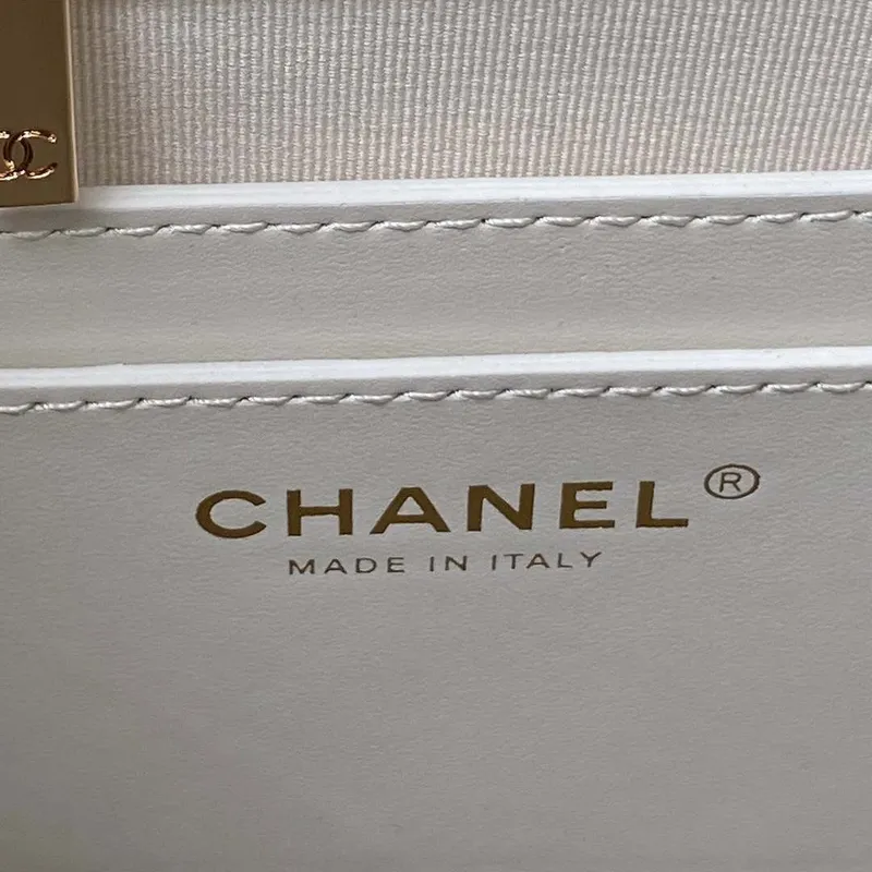Chanel AS4059 Large Backpack Grained Shiny Calfskin & Gold Tone Metal White