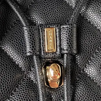 Chanel AS4059 Large Backpack Grained Shiny Calfskin & Gold Tone Metal Black