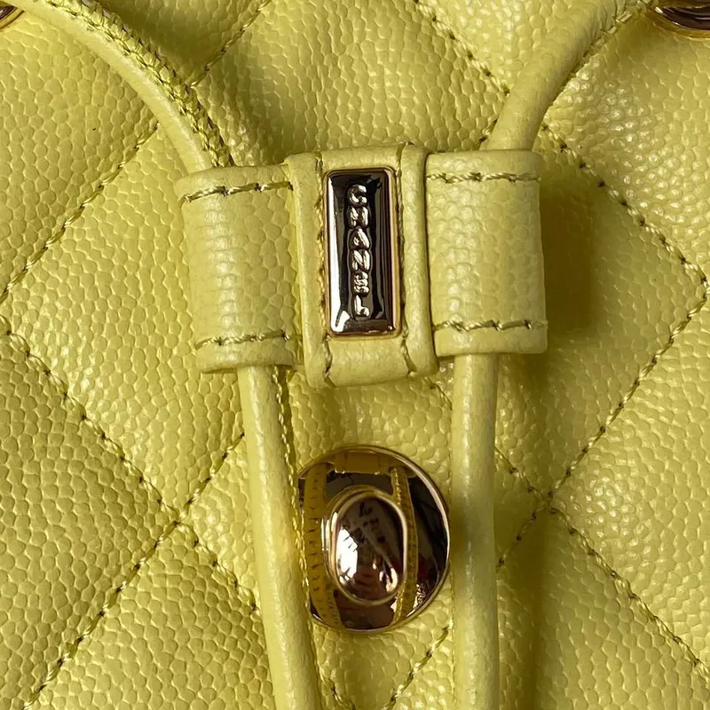 Chanel AS4059 Large Backpack Grained Shiny Calfskin & Gold Tone Metal Yellow