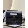 Chanel AS4025 Mini Flap bag with top handle calfskin gold tone metal Black