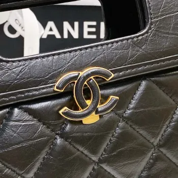 Chanel AS4025 Mini Flap bag with top handle calfskin gold tone metal Black