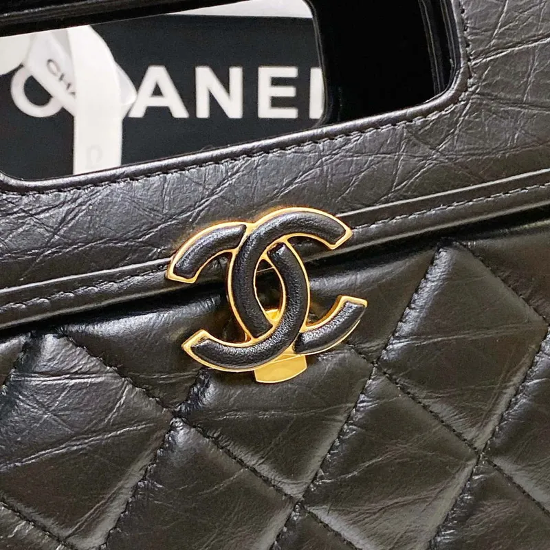 Chanel AS4025 Mini Flap bag with top handle calfskin gold tone metal Black