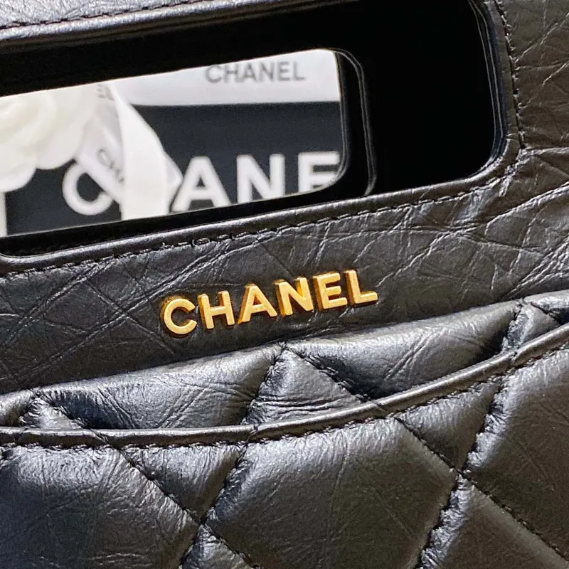 Chanel AS4025 Mini Flap bag with top handle calfskin gold tone metal Black