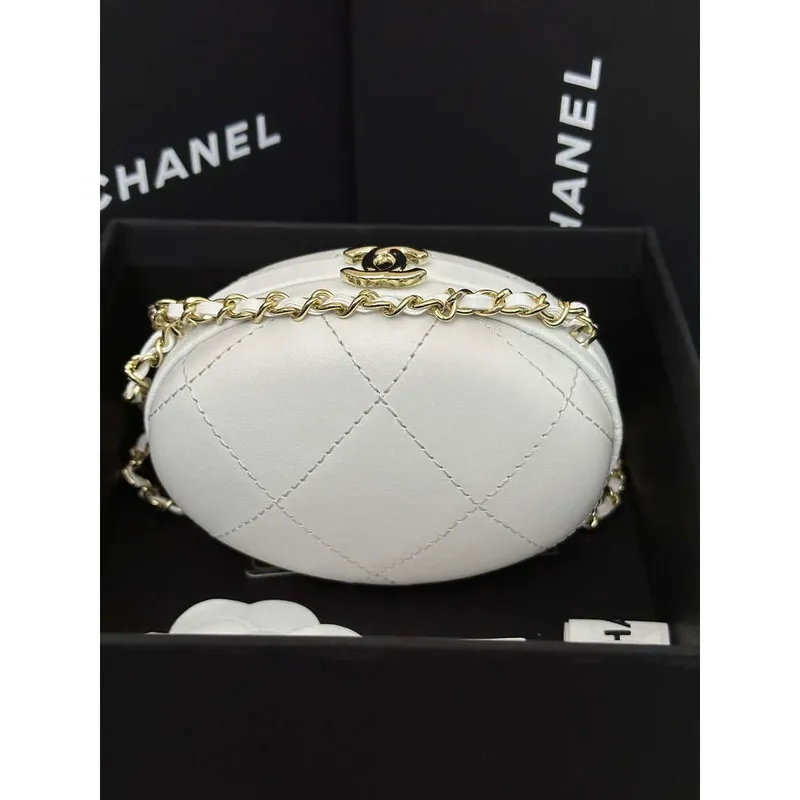 Chanel AP3252 Clutch With Chain Lambskin White