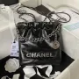 Chanel AS3980 22 Mini Handbag Shiny Calfskin & Silver Tone Metal Black