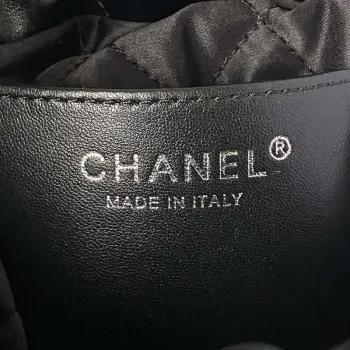 Chanel AS3980 22 Mini Handbag Shiny Calfskin & Silver Tone Metal Black