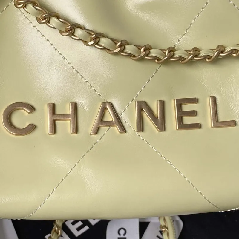 Chanel 22 Mini Handbag AS3980 Shiny Calfskin & Gold Tone Metal Yellow