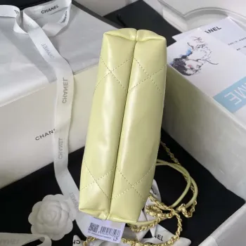 Chanel 22 Mini Handbag AS3980 Shiny Calfskin & Gold Tone Metal Yellow