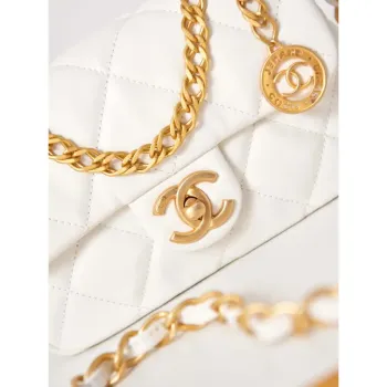 Chanel AS4012 Small Flap Lambskin Bag White