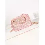 Chanel AS3768 Small Camera Case Lambskin Viscose Weaving Pink & White Gold