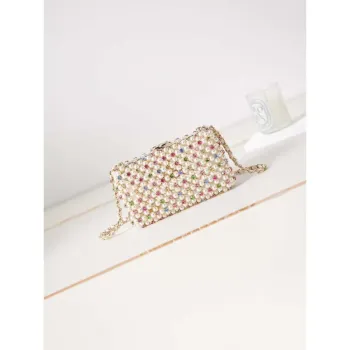 Chanel AS3771 evening Bag Imitation Pearls & Gold Tone Metal Transparent & Multicolour