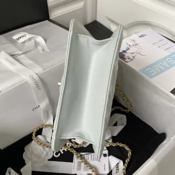 Chanel AS3932 Flap Classic Bag CF Lambskin Light Blue Gold