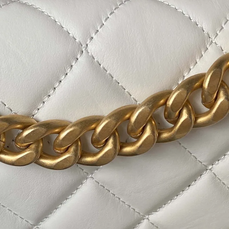 Chanel AS3932 Flap Classic Bag CF Lambskin White Gold