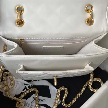 Chanel AS3932 Flap Classic Bag CF Lambskin White Gold