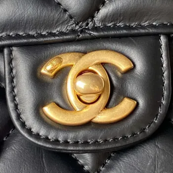 Chanel AS3932 Flap Classic Bag CF Lambskin Black Gold
