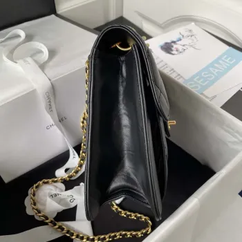 Chanel AS3932 Flap Classic Bag CF Lambskin Black Gold