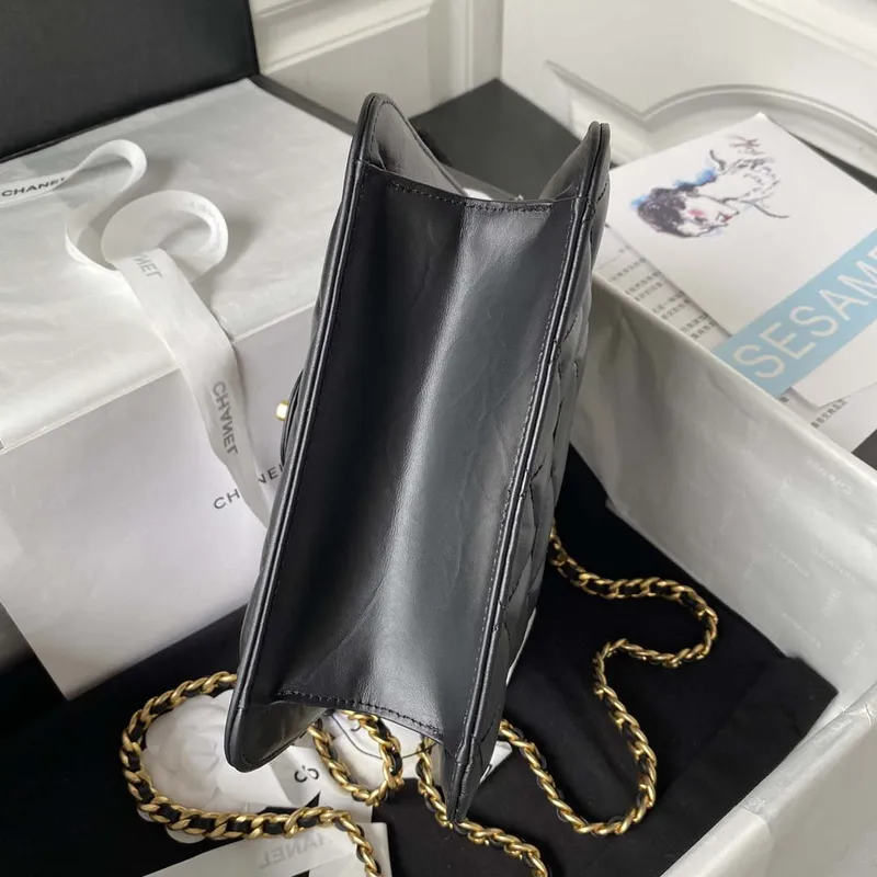 Chanel AS3932 Flap Classic Bag CF Lambskin Black Gold