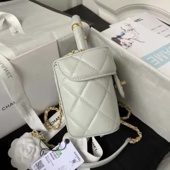 Chanel AS3973 Small Vanity Case Lambskin bag with top handle Light Blue