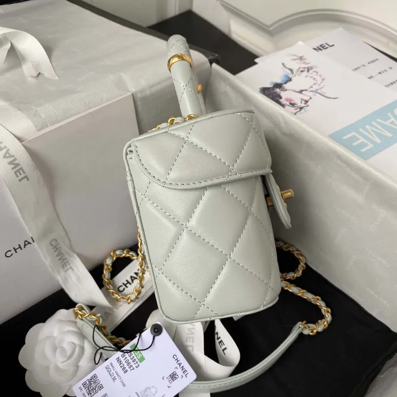 Chanel AS3973 Small Vanity Case Lambskin bag with top handle Light Blue