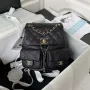 Chanel AS3860 Backpack Grained Shiny Calfskin & Gold Tone Metal Black