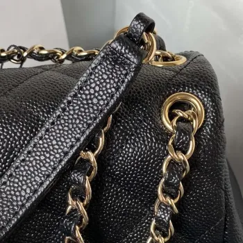 Chanel AS3787 Small Backpack Grained Shiny Calfskin & Gold Tone Metal Black