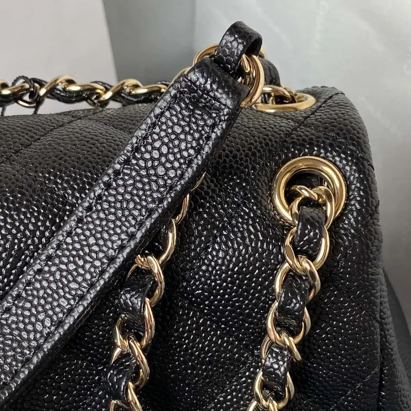 Chanel AS3787 Small Backpack Grained Shiny Calfskin & Gold Tone Metal Black