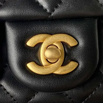 Chanel AS4041 Flap Classic Bag CF Camellia Lambskin Black Gold